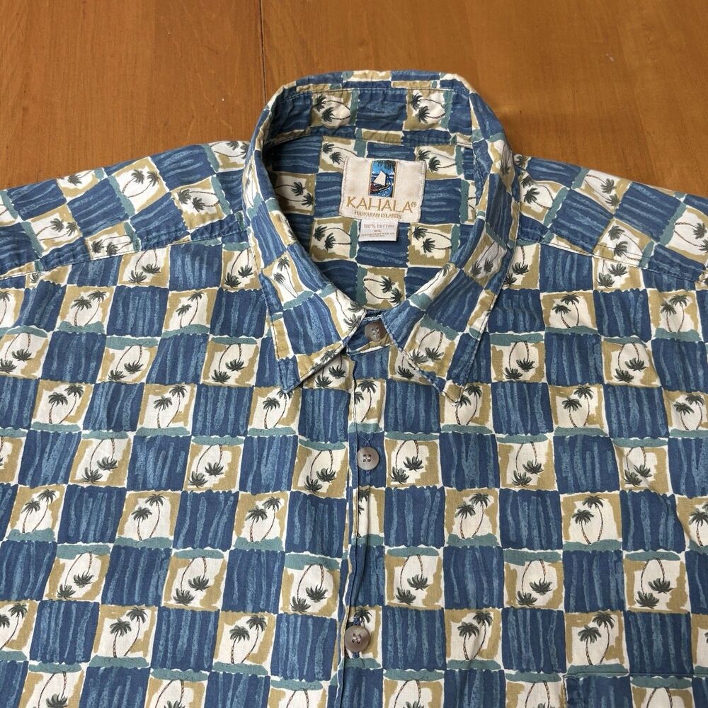 Kahala Hawaiian Islands Shirt XL Made in Hawaii‎ Palm Tree Print Vintage